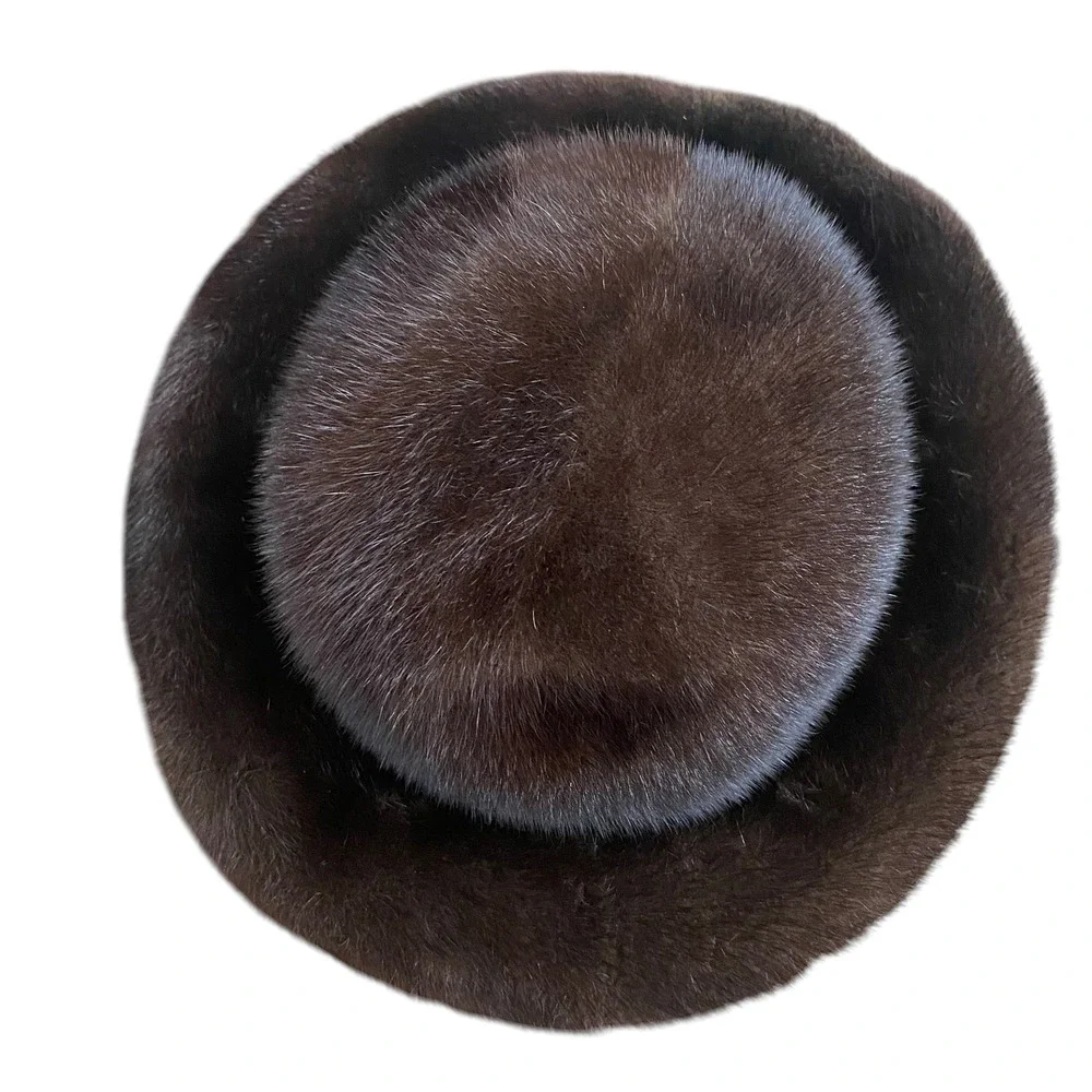 Vintage Evans Chicago‎ Brimmed Mink Fur Cloche Hat Glossy Mahogany Brown MCMLUXE
